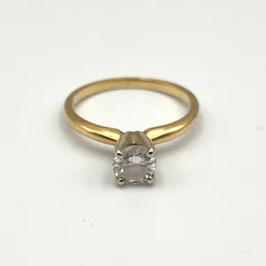 14K Gold Solitaire Ring with Clear Stone
