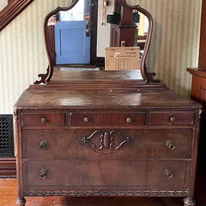 Antique Wooden Dresser with Mirror