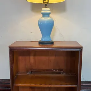 Mid-Century Walnut Bookcase with Lamp