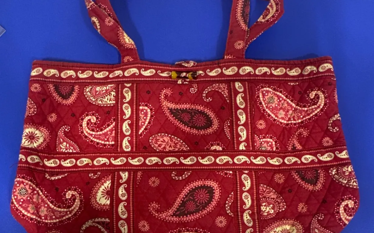 Vera Bradley Paisley Print Tote Bag with Burgundy and Floral Patterns
