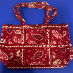 Vera Bradley Paisley Print Tote Bag with Burgundy and Floral Patterns