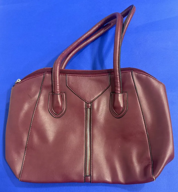 Nine West Burgundy Faux Leather Handbag with Dual Straps