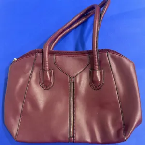 Nine West Burgundy Faux Leather Handbag with Dual Straps