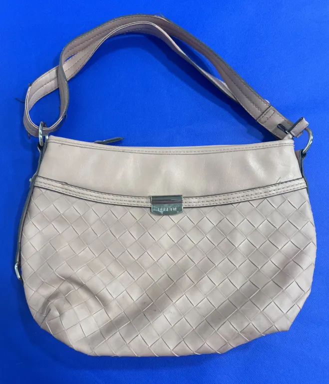 Taupe Rosetti Shoulder Bag with Woven Design, Contemporary