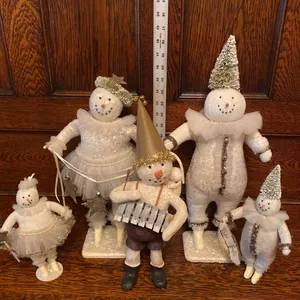 Vintage-Style Snowman Figurines Set with Mixed Designs and Accessories