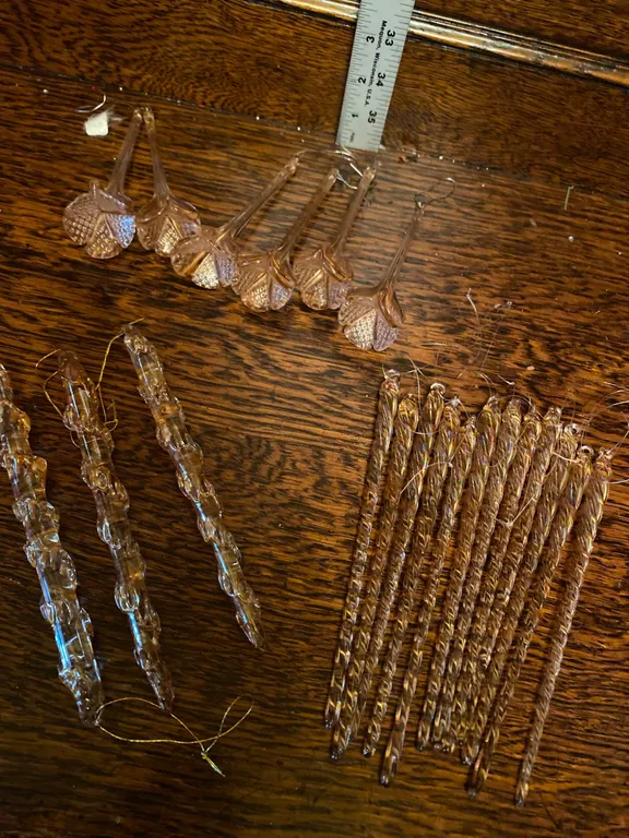 Clear and Pink Glass Ornaments
