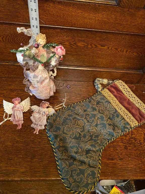 Christmas Angel Ornaments and Decorative Stocking Set