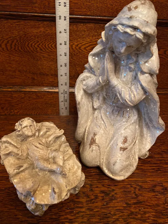 Two Vintage Religious Figurines: Mary and Baby Jesus