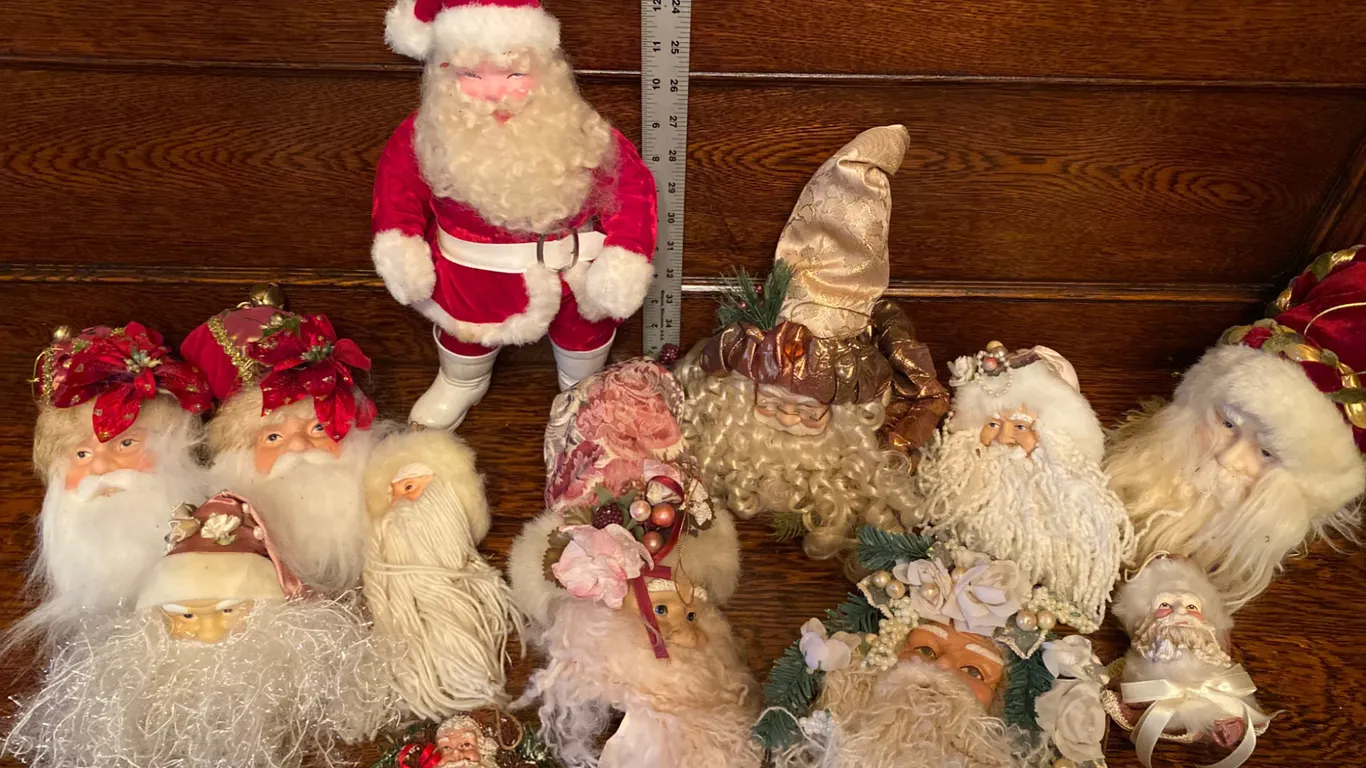 Vintage Santa Claus Figurines and Heads with Various Styles