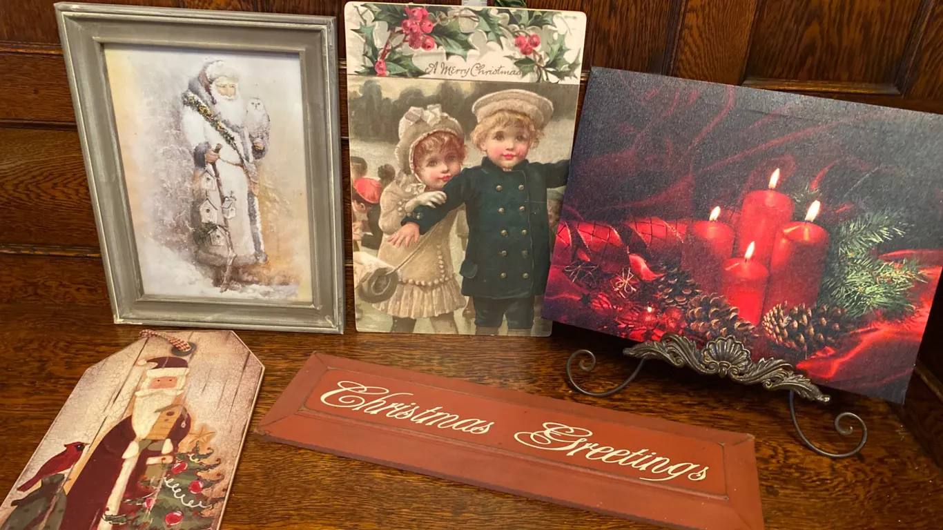 Vintage-Inspired Christmas Decor With Framed Art and Signs