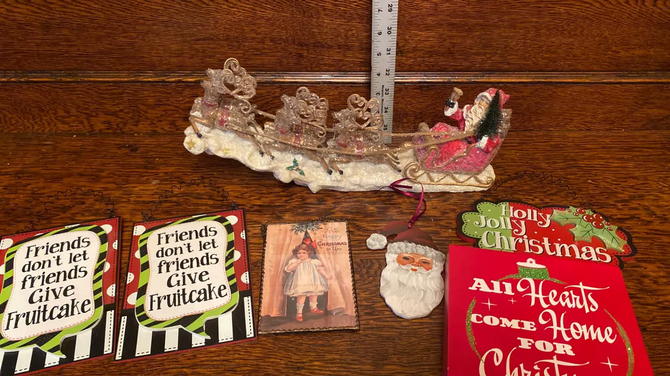 Christmas Decorations With Santa Sleigh Figurine by Melrose
