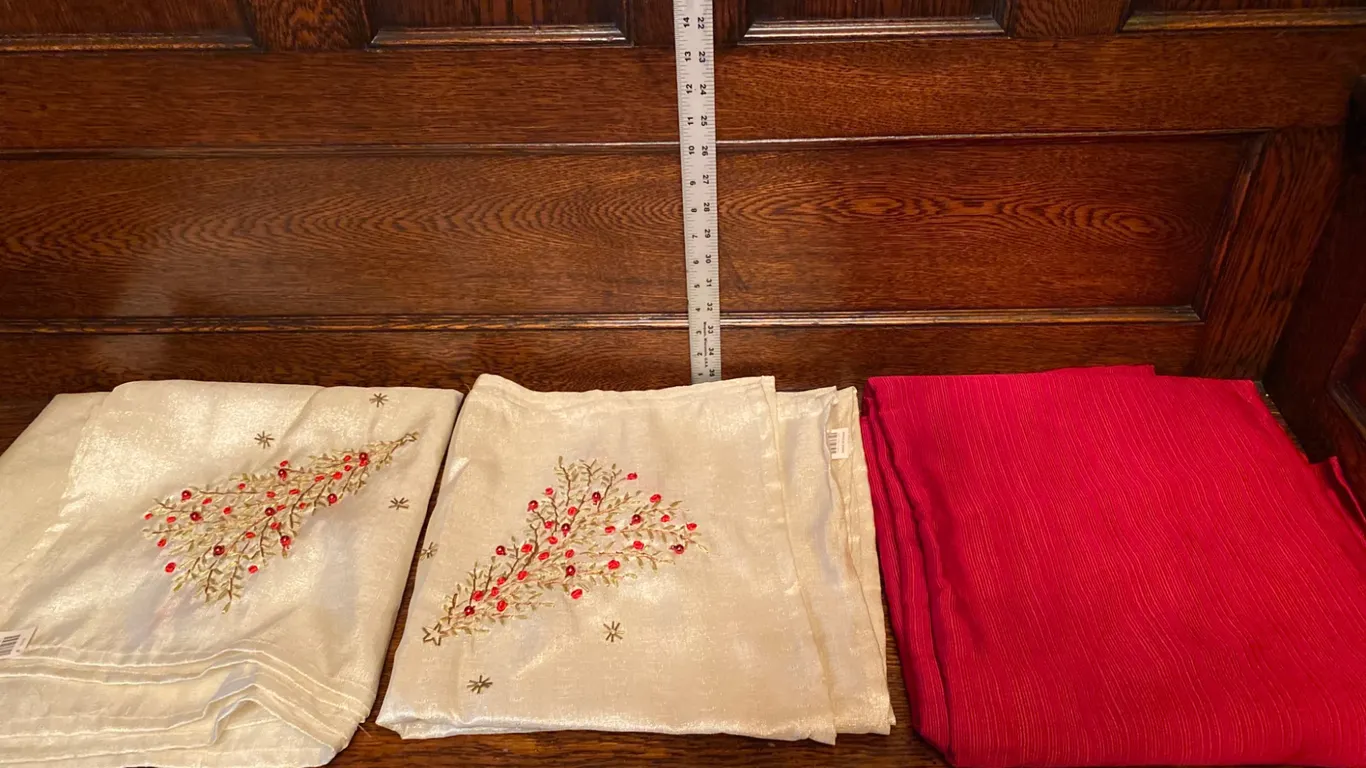 Embroidered and Solid Fabric Pieces, Holiday-Themed