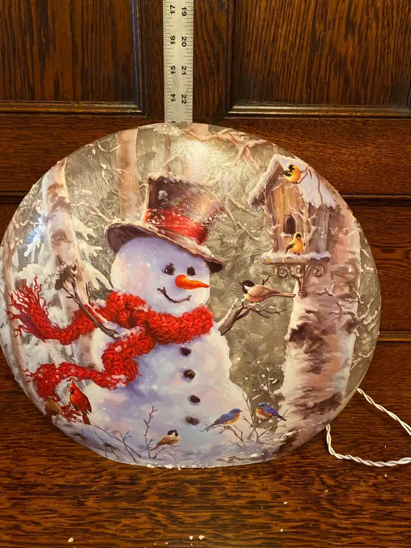Hand-Painted Snowman Glass Decoration With Electric Cord by Stony Creek