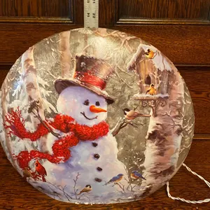 Hand-Painted Snowman Glass Decoration With Electric Cord by Stony Creek