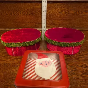 Christmas-Themed Tin and Fabric Storage Boxes