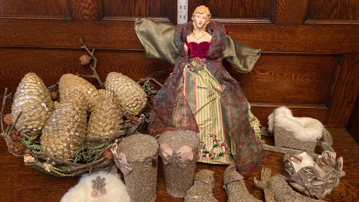 Glitter Decorations and Silvestri Figurine