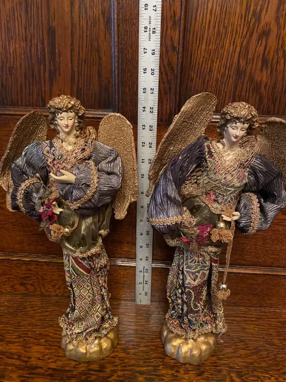 Decorative Angel Figurines With Gold Accents