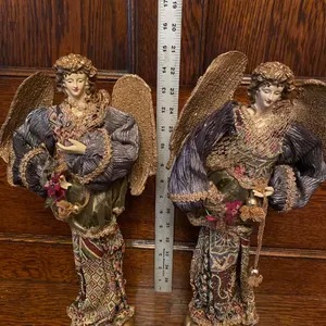 Decorative Angel Figurines With Gold Accents