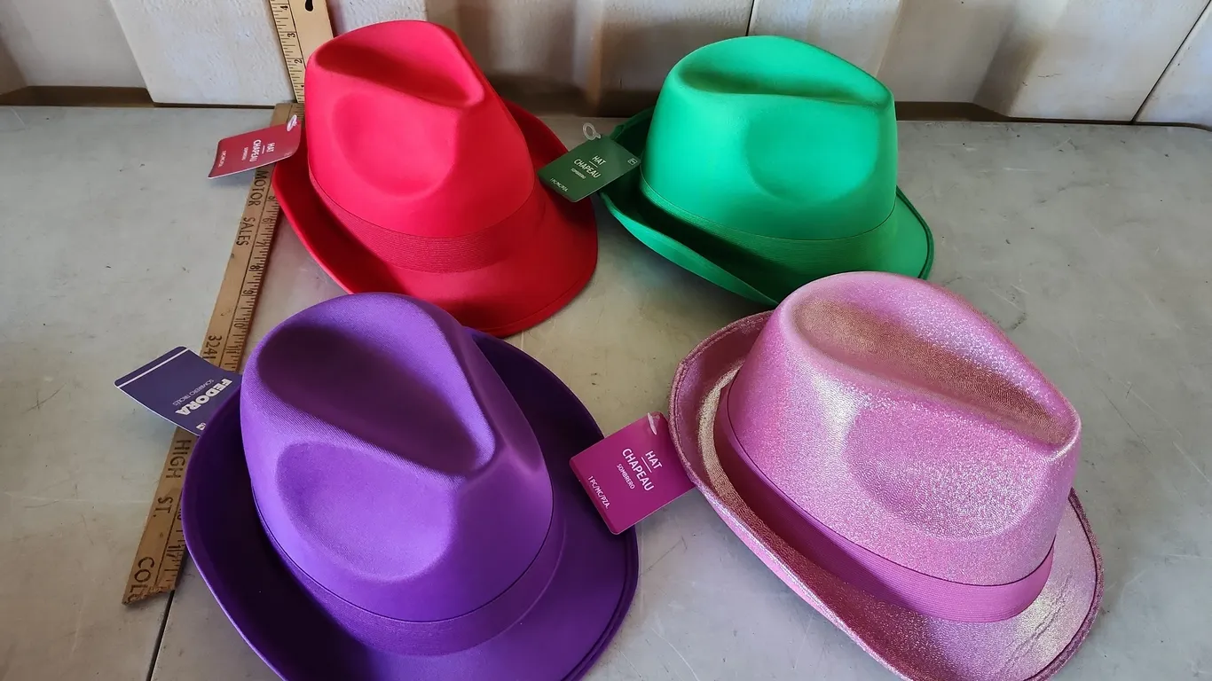 4 New Top Hats-Red, Green, Pink, & Purple