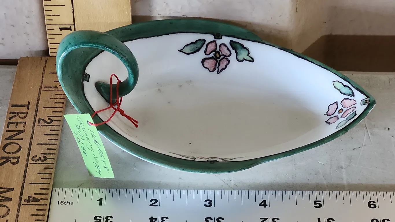 Vintage RIS Germany Hand Painted Leaf Dish
