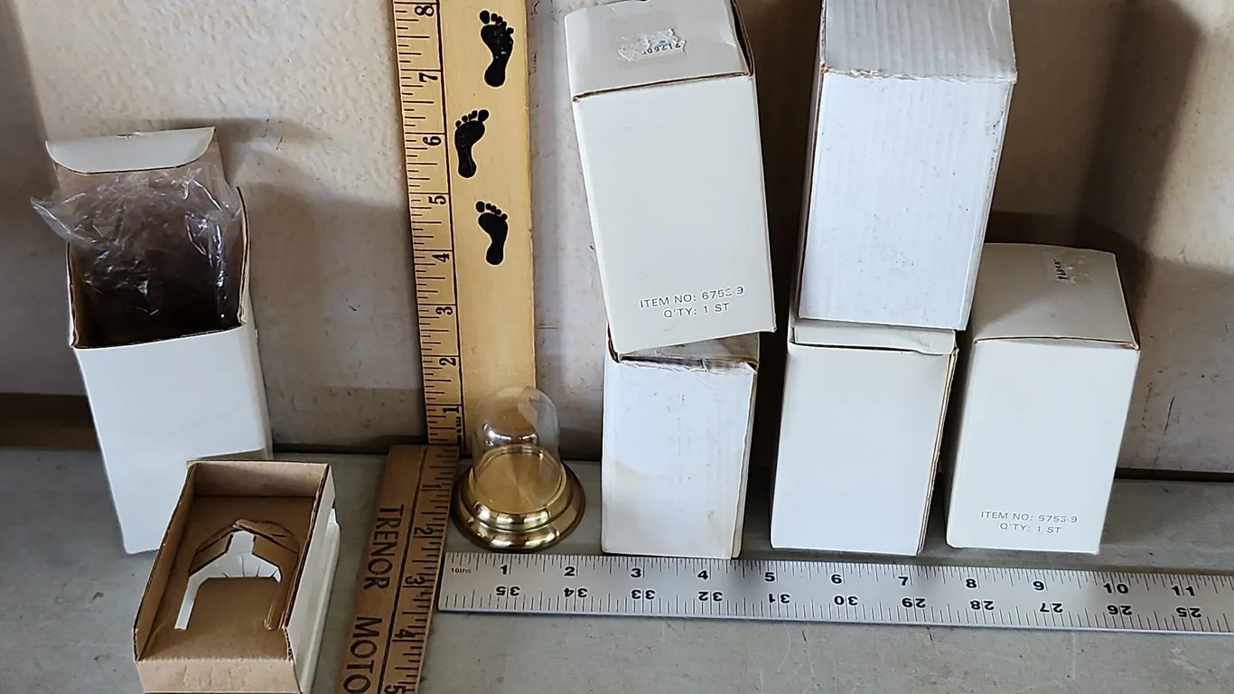6 Vintage Dept. 56 Miniature Glass Domes W/Metal Bases
