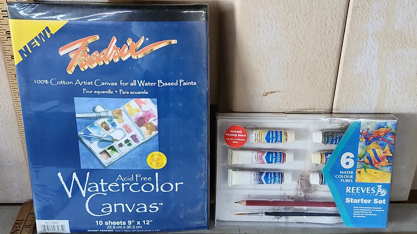 New Watercolor Canvas Sheets 9"X12" & Reeves Watercolor Starter Set