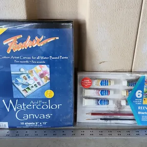 New Watercolor Canvas Sheets 9"X12" & Reeves Watercolor Starter Set