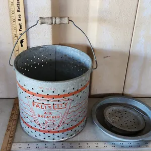 Vintage Falls City Air Breather Live Bait Bucket, Galvanized