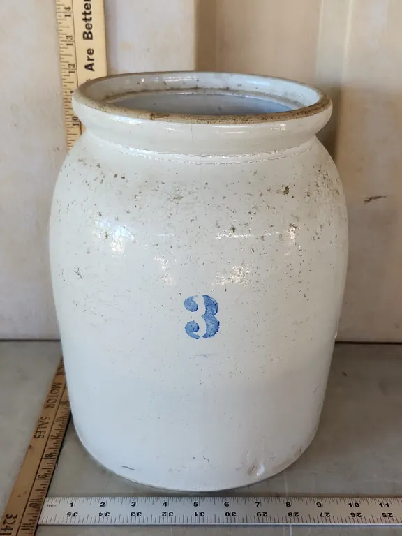 Vintage #3 Crock, Hairline Crack 9.5"X12.5"