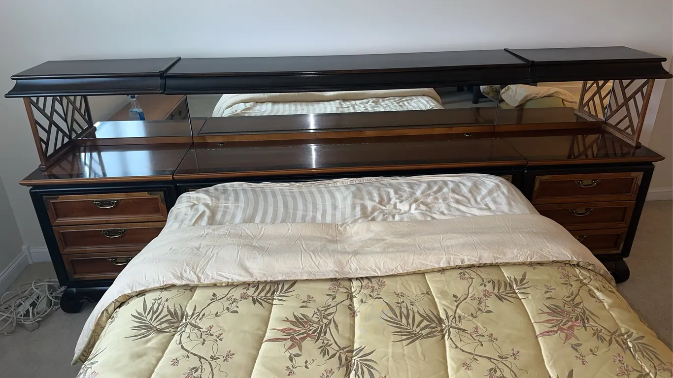 Unbelievable Broyhill mid-century bed with nightstands-Ming Dynasty