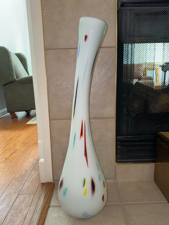 Tall curved + colorful modern glass vase