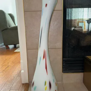 Tall curved + colorful modern glass vase