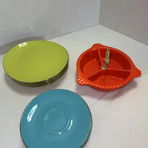 California pottery divided dish and KidsThatFrog misc small plates