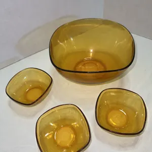 VERECO amber salad bowl + 3 small amber bowls