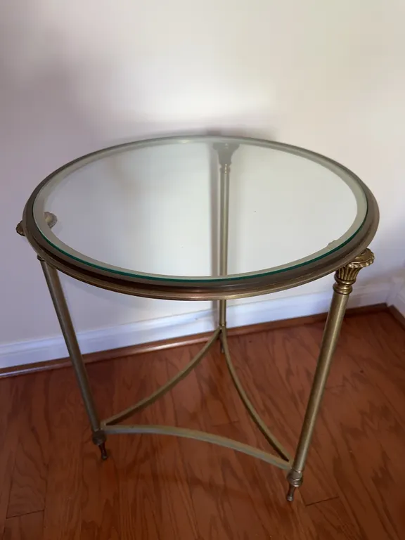 Glass top round metal table