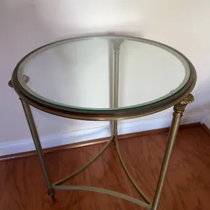 Glass top round metal table