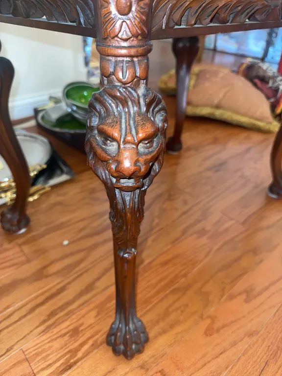 Very unusual end/side table - carved lions