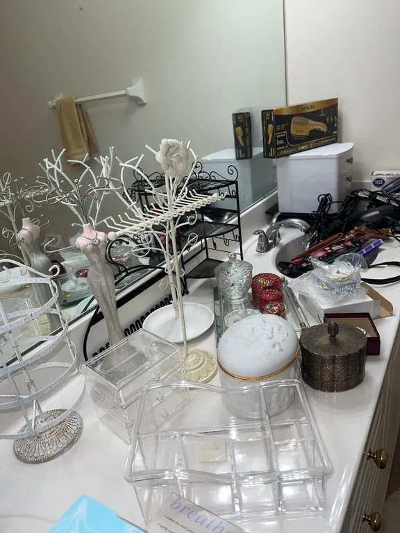 Jewelry storage, bathroom storage, hair dryers, curling irons and more