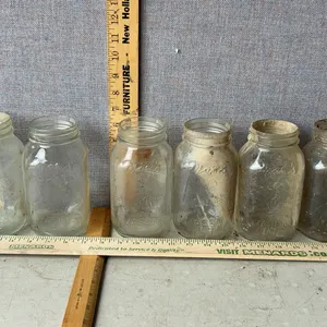 6 Vintage Moms Mason Jars 1 Qt. Glass Canning Jars