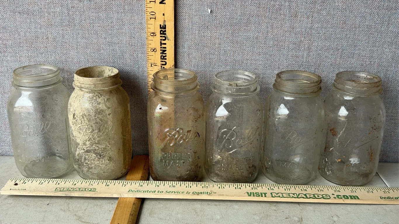 6 Vintage Ball 1 Qt. Glass Canning Jars