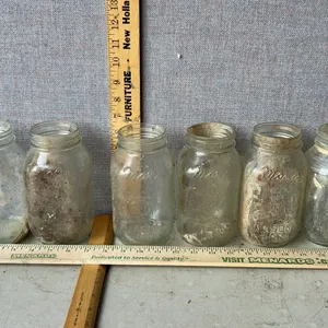 6 Vintage Moms Mason Jars 1 Qt. Glass Canning Jars