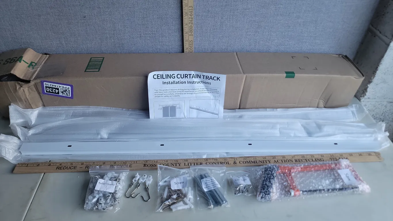 White Ceiling Curtain Track 3-36'' Pieces