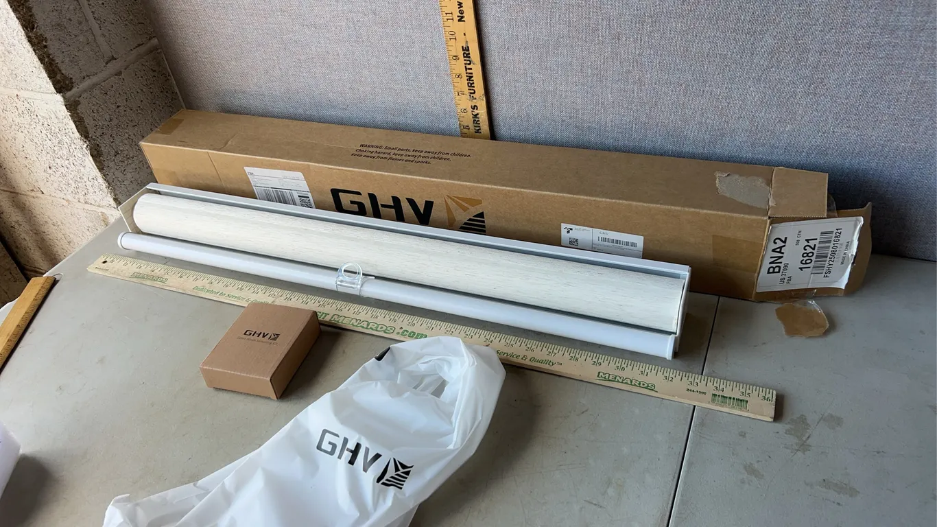 GHV Cordless Zebra Flaxen Roller Blinds 31''X64''