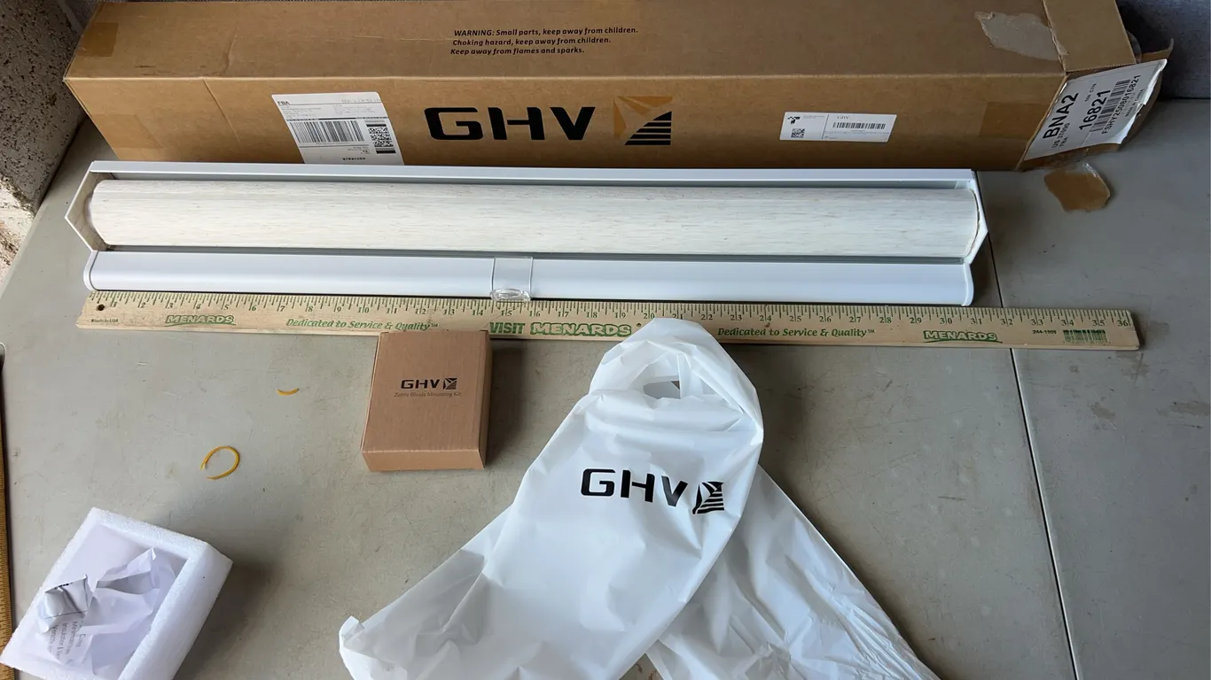 GHV Cordless Zebra Flaxen Roller Blinds 31''X64''