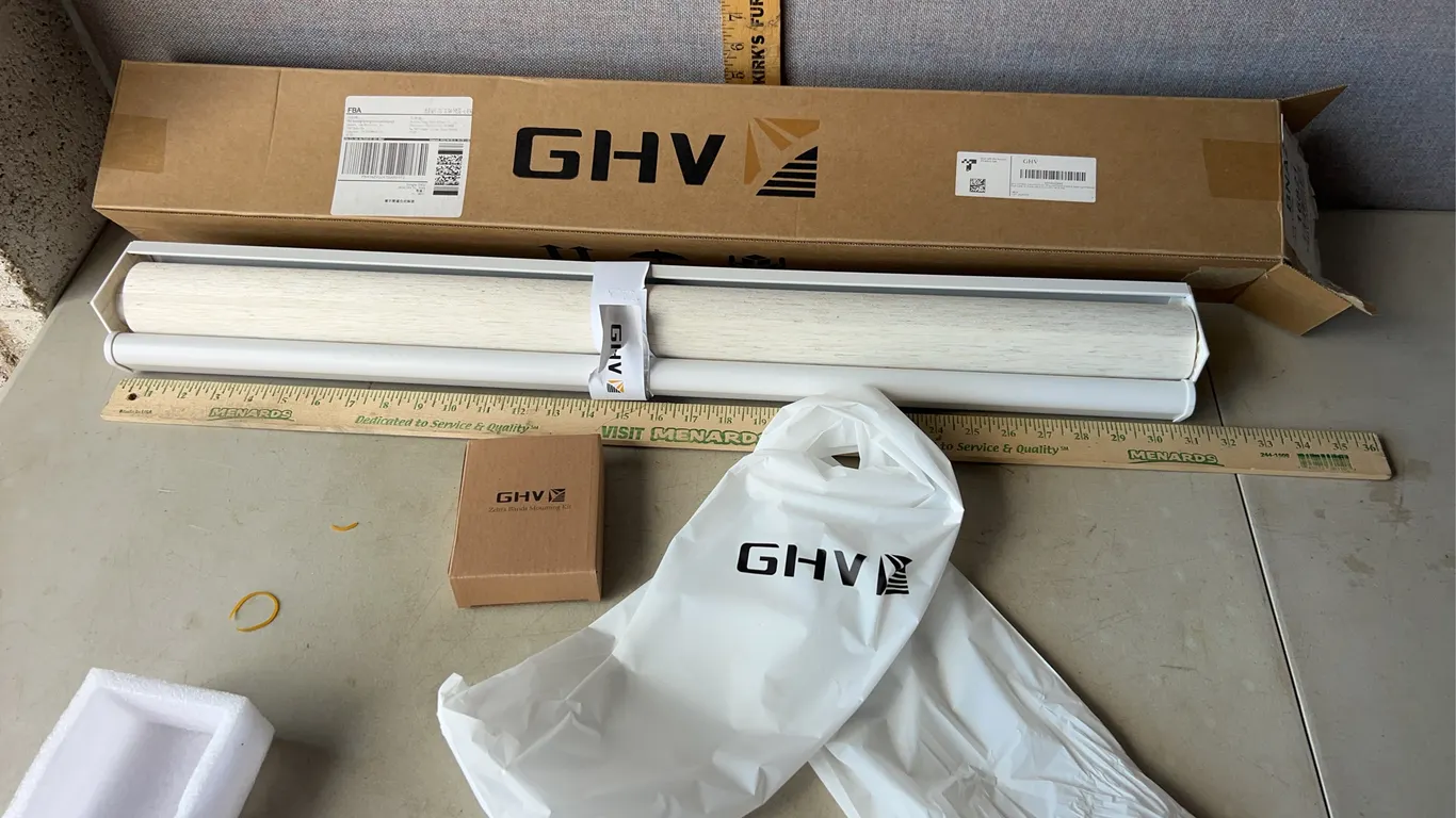 GHV Cordless Zebra Flaxen Roller Blinds 31''X64''