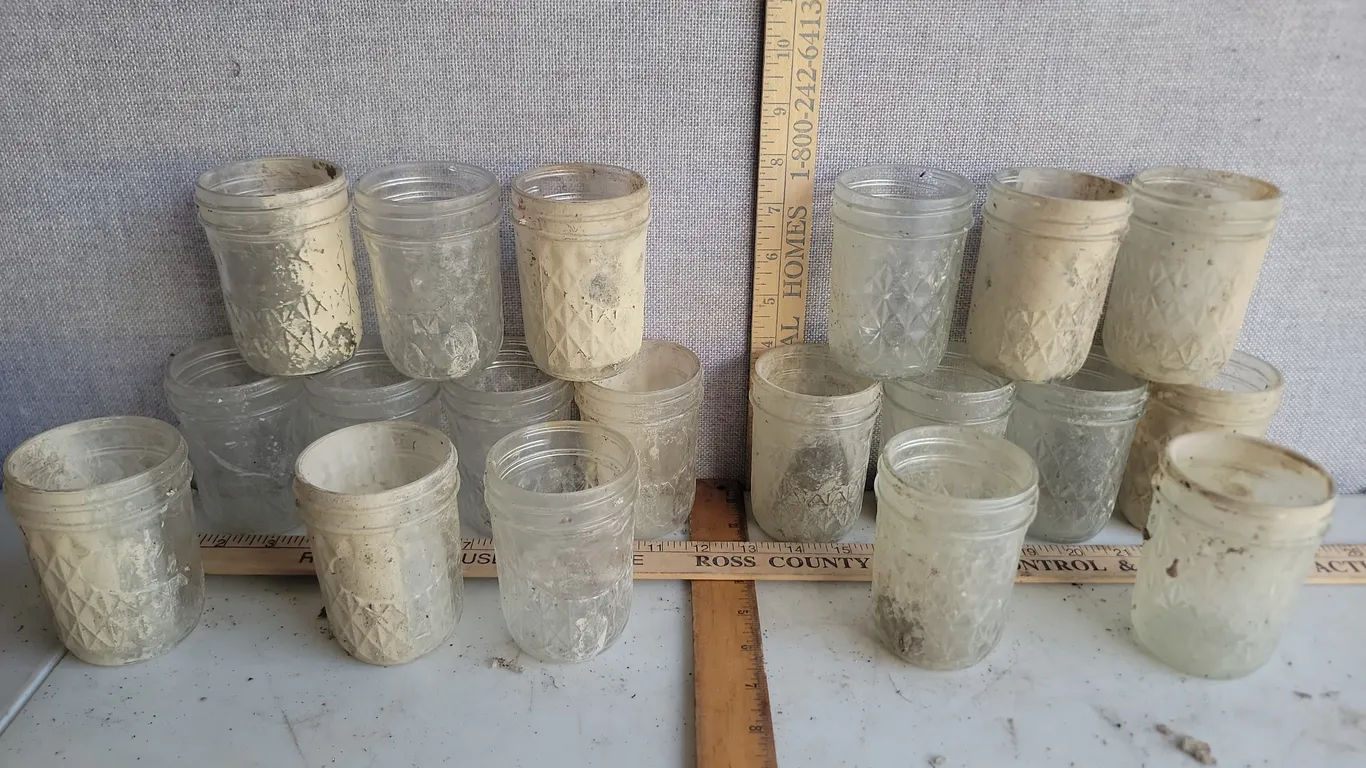 19 Vintage Ball Qualified Crystal Jelly Glass Canning Jars (Half Unmarked)