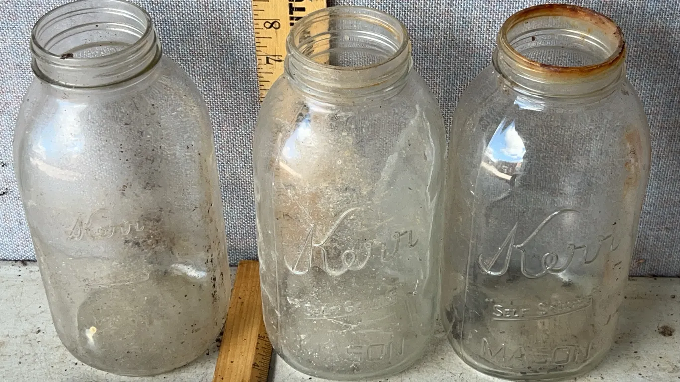 3 Vintage Kerr Half Gallon Glass Canning Jars