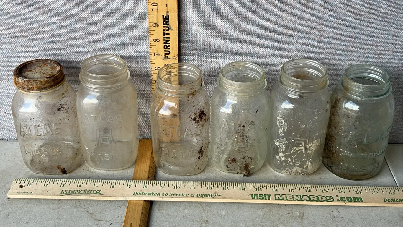 6 Vintage Hazel Atlas Mason 1 Qt. Glass Canning Jars