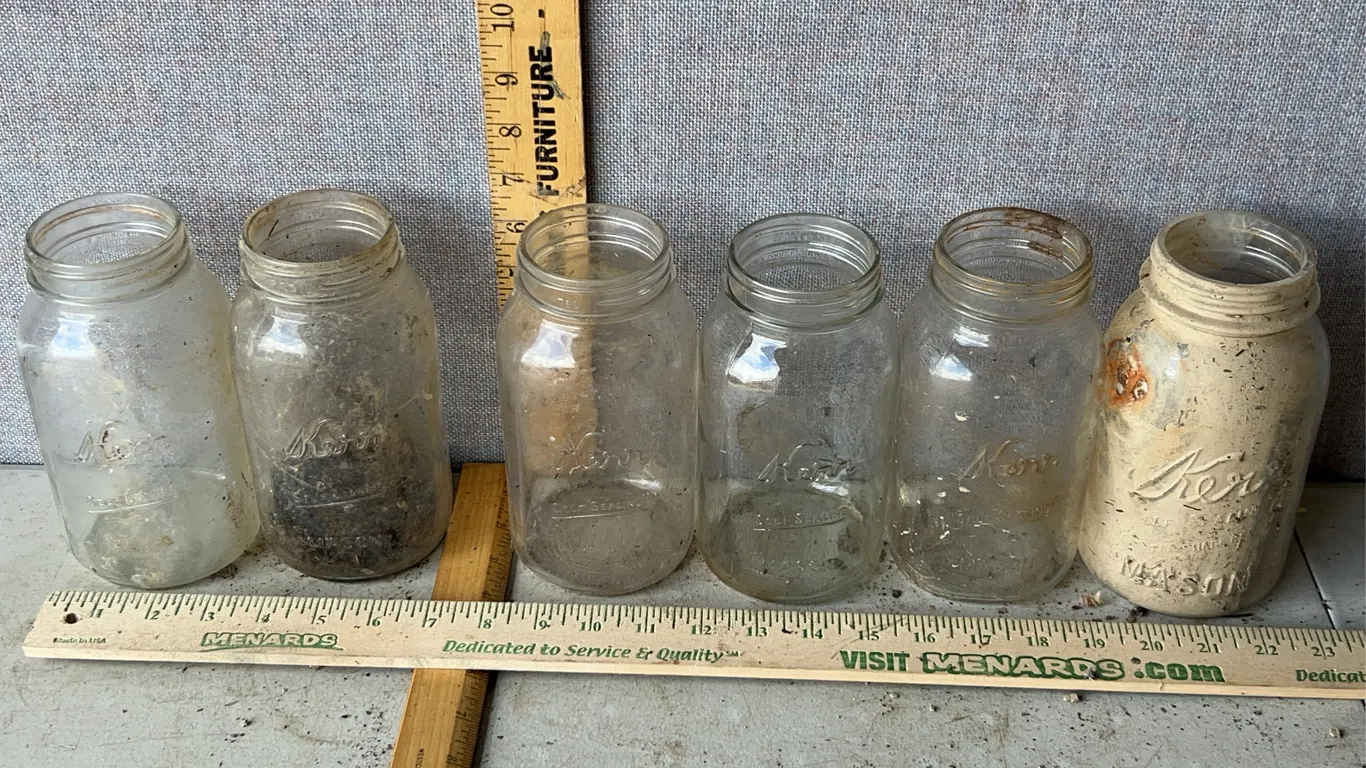 6 Vintage Kerr Self Sealing Mason 1 Qt Glass Canning Jars