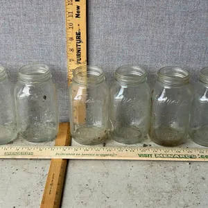 6 Vintage Moms Mason Jars 1 Qt. Glass Canning Jars
